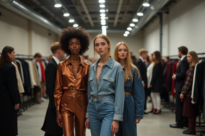 Groupe de mannequins backstage lors d'un défilé de mode