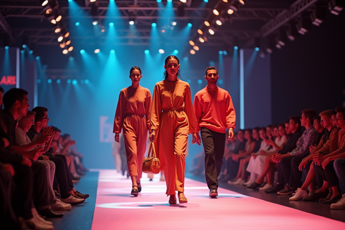Défilé de mode moderne avec modèles divers et tenues saisonnières