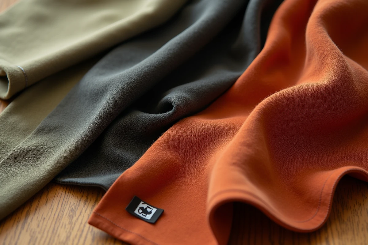 Gros plan sur des échantillons de tissu spandex recyclé en atelier de design textile durable