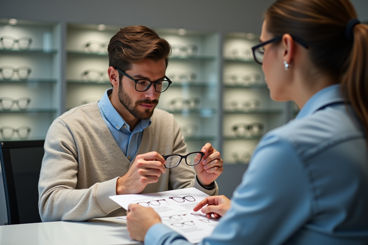 Jeune homme avec lunettes lors d
