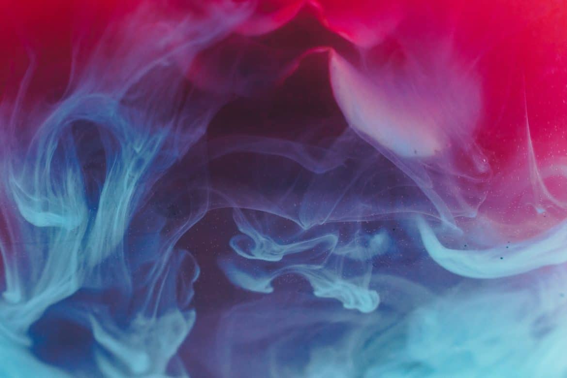blue, red, and black smoke digital wallpaper