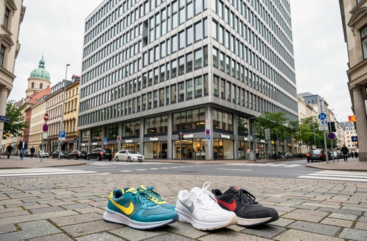 Rue de Berlin avec des baskets au premier plan